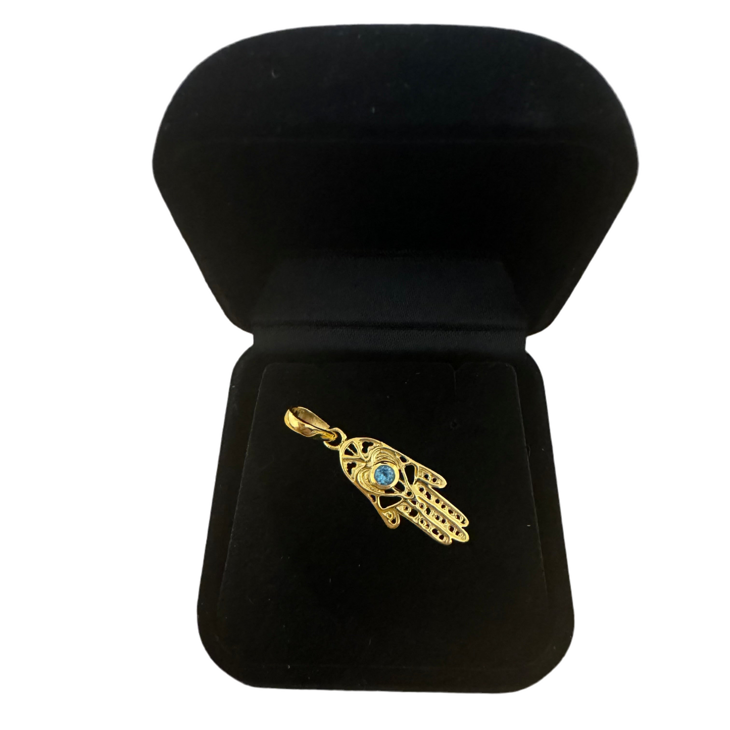 Amore Palm Pendant - Blue Topaz Gemstone Gold