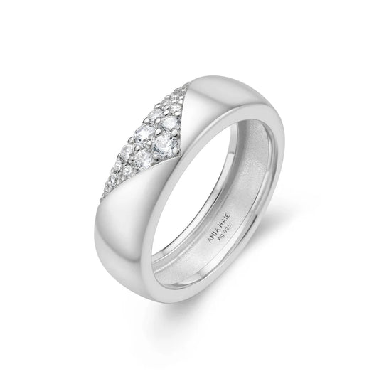 Silver Pave Cubic Zirconia Bold Statement Ring