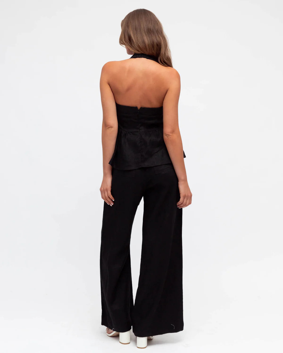 Paige Halter Top Black 100% Linen