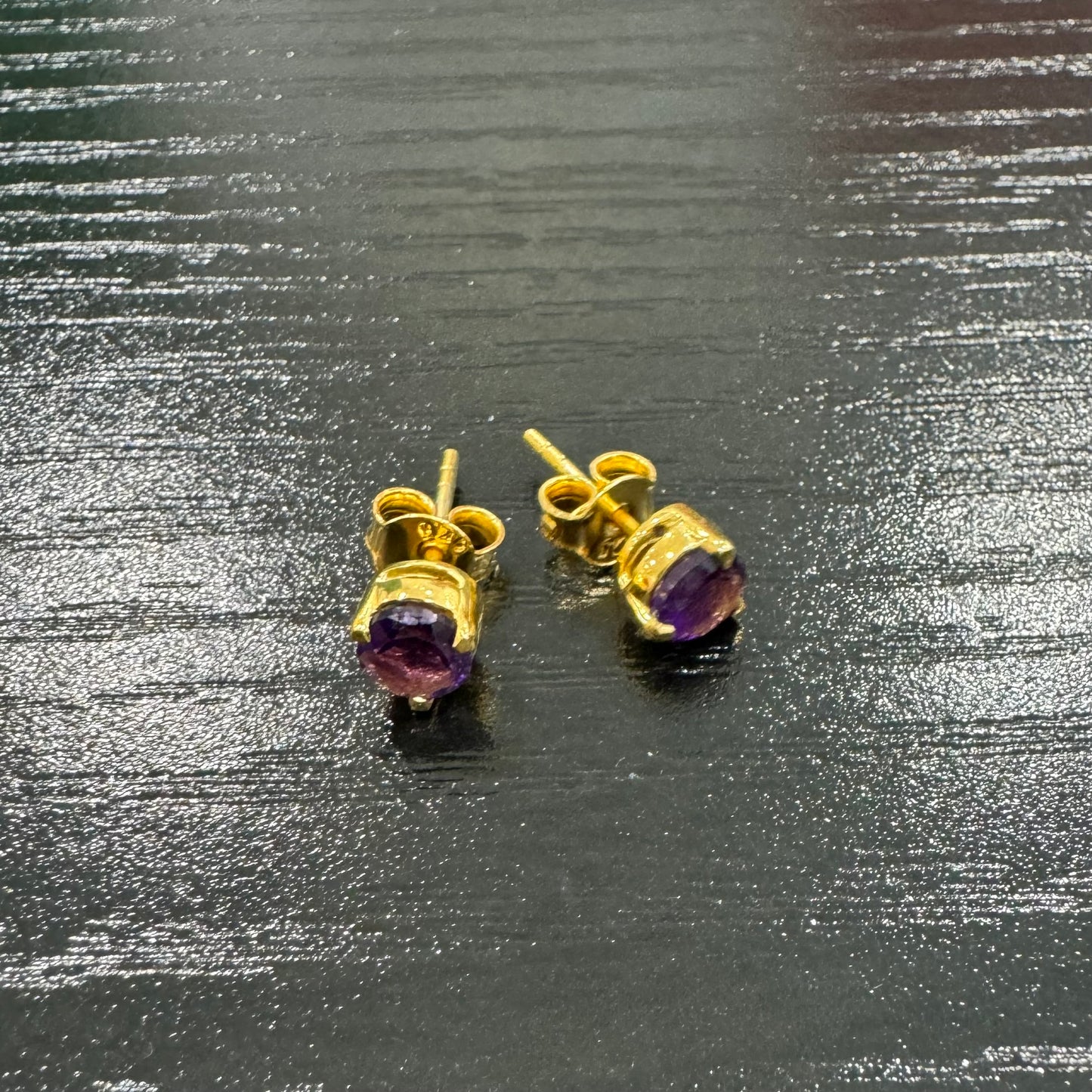 Aria Studs - Amethyst Gemstone Gold