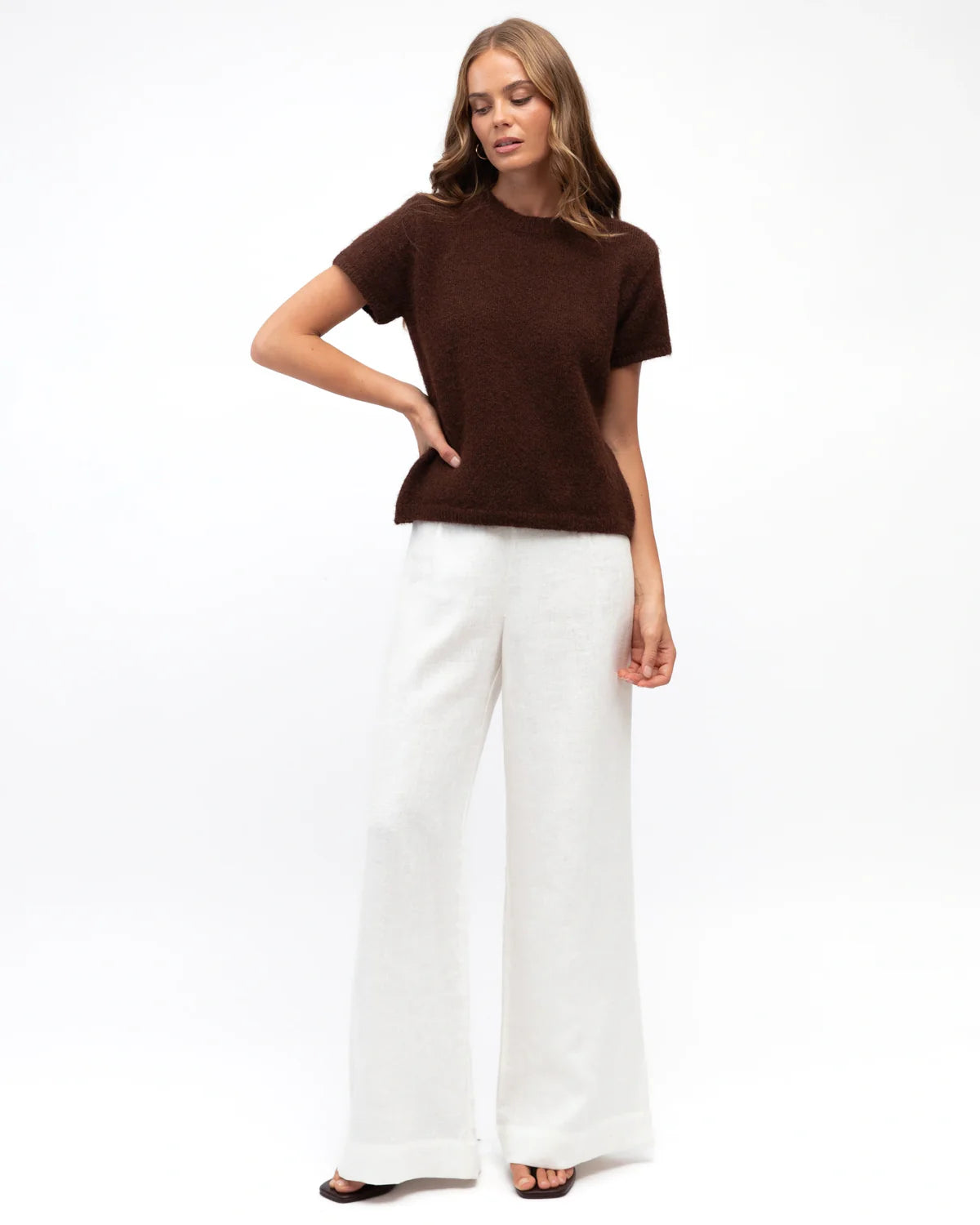 Hot Property Fluffy Knit Top Chocolate